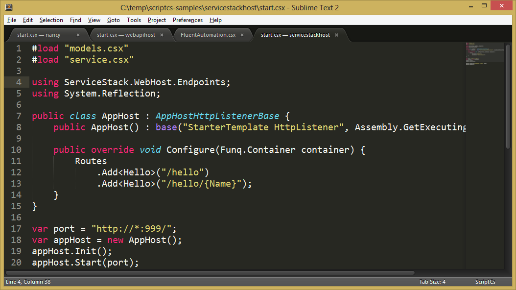 ScriptCS inside of SublimeText2 with the ScriptCS package giving SyntaxHighlighting ScriptCS inside of SublimeText2 with the ScriptCS package giving SyntaxHighlighting